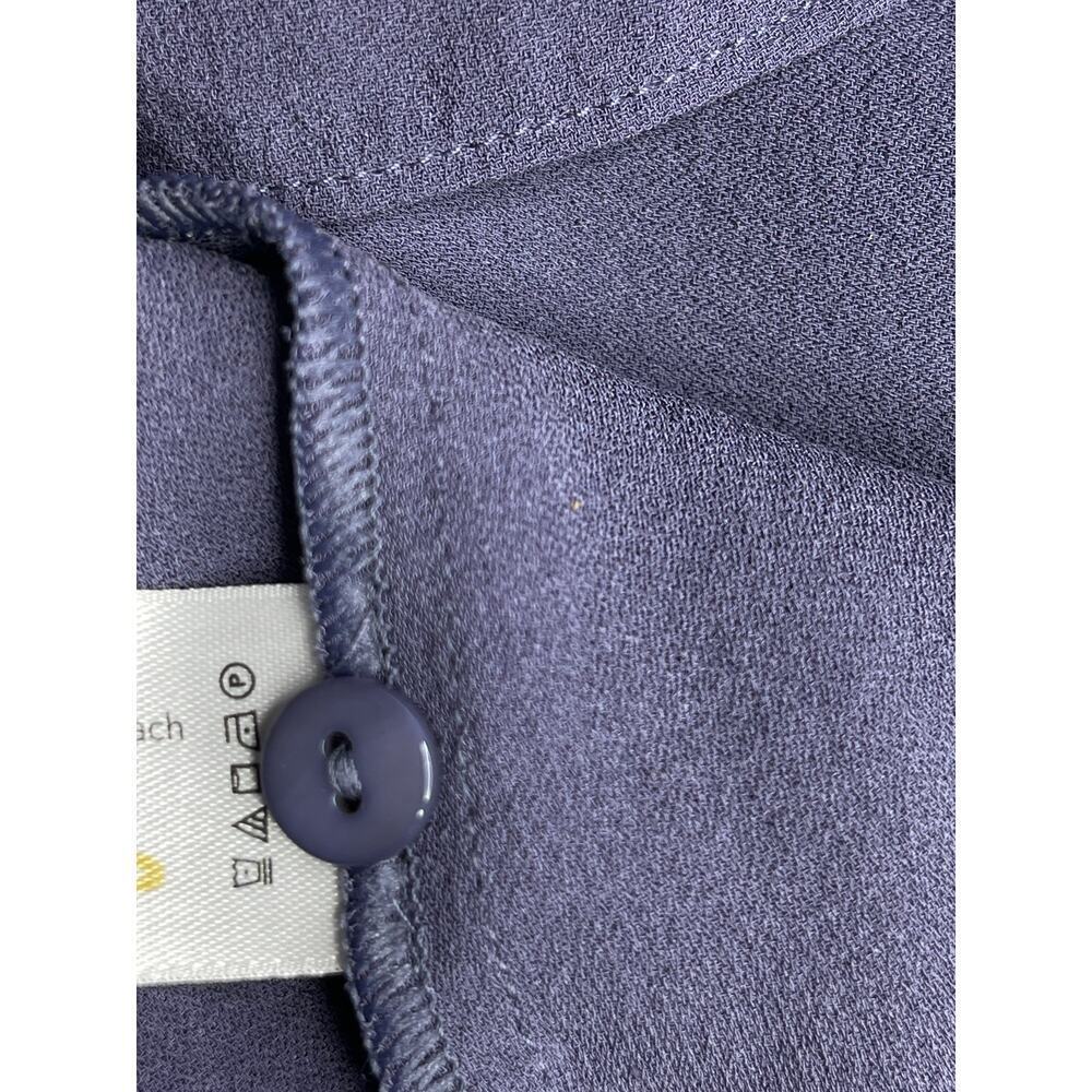 Eileen Fisher Slit Neck Purple Long Sleeve Georgette Silk Blouse size Medium New - Picture 11 of 13